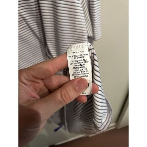 Greyson Mens XL Pink Green Striped Button Polo Shirt Performance Stretch Golf - Picture 3 of 8